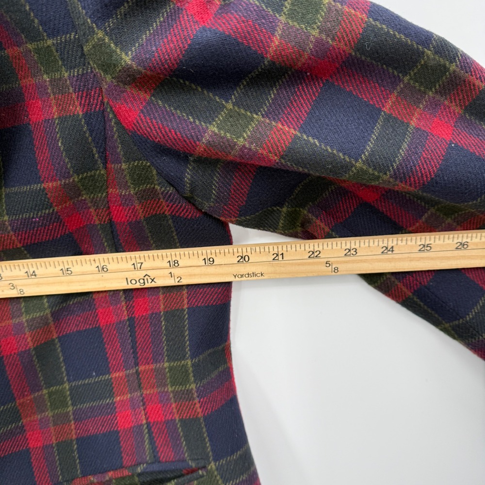 Vintage Plaid Wool Blazer Indie Academia Heritage Prep Petite M Tailored Jacket - Picture 5 of 10